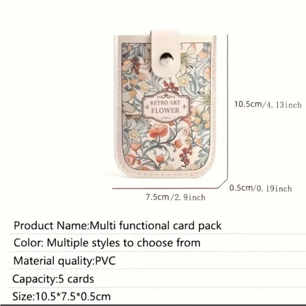 Floral Cream Pull Up Credit Card Holder